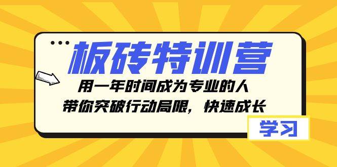 板砖特训营，用一年时间成为专业的人，带你突破行动局限，快速成长KK创富圈-网创项目资源站-副业项目-创业项目-搞钱项目KK创富圈