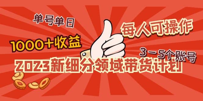 2023新细分领域带货计划：单号单日1000+收益不难，每人可操作3-5个账号KK创富圈-网创项目资源站-副业项目-创业项目-搞钱项目KK创富圈