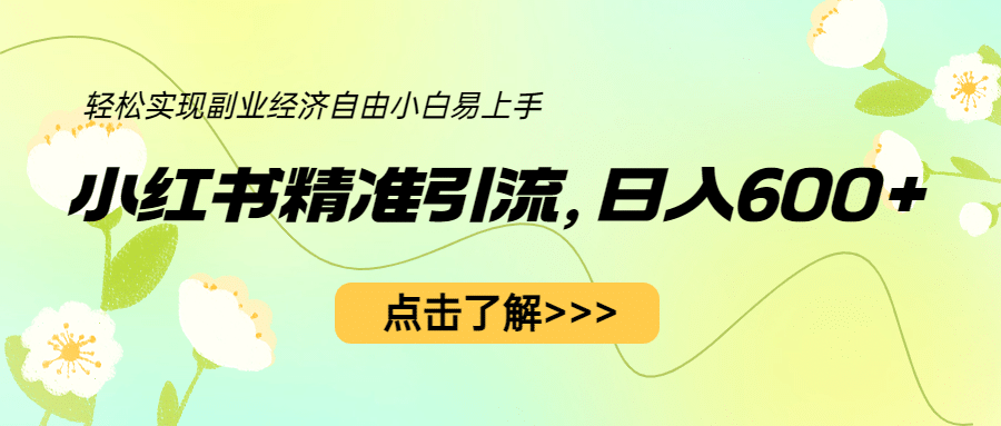 小红书精准引流，小白日入600+，轻松实现副业经济自由（教程+1153G资源）KK创富圈-网创项目资源站-副业项目-创业项目-搞钱项目KK创富圈