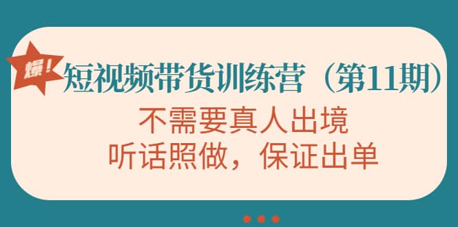 短视频带货训练营（第11期），不需要真人出境，听话照做，保证出单KK创富圈-网创项目资源站-副业项目-创业项目-搞钱项目KK创富圈