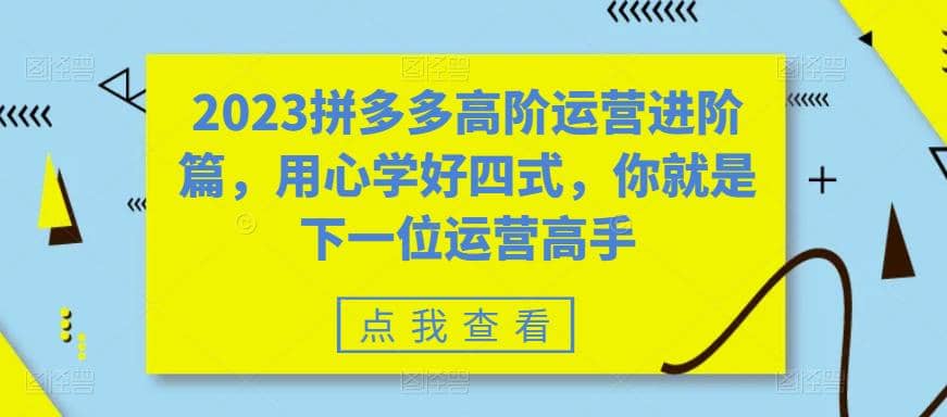 2023拼多多高阶运营进阶篇，用心学好四式，你就是下一位运营高手KK创富圈-网创项目资源站-副业项目-创业项目-搞钱项目KK创富圈