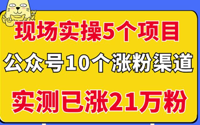 现场实操5个公众号项目，10个涨粉渠道，实测已涨21万粉！KK创富圈-网创项目资源站-副业项目-创业项目-搞钱项目KK创富圈