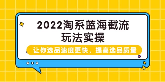 2022淘系蓝海截流玩法实操：让你选品速度更快，提高选品质量（价值599）KK创富圈-网创项目资源站-副业项目-创业项目-搞钱项目KK创富圈