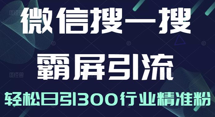 微信搜一搜霸屏引流课，打造被动精准引流系统，轻松日引300行业精准粉【无水印】KK创富圈-网创项目资源站-副业项目-创业项目-搞钱项目KK创富圈