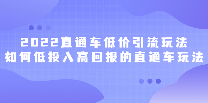 2022直通车低价引流玩法，教大家如何低投入高回报的直通车玩法KK创富圈-网创项目资源站-副业项目-创业项目-搞钱项目KK创富圈