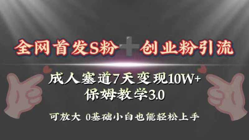 全网首发s粉加创业粉引流变现，成人用品赛道7天变现10w+保姆教学3.0KK创富圈-网创项目资源站-副业项目-创业项目-搞钱项目KK创富圈