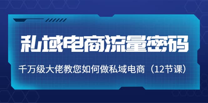 私域电商流量密码：千万级大佬教您如何做私域电商（12节课）KK创富圈-网创项目资源站-副业项目-创业项目-搞钱项目KK创富圈