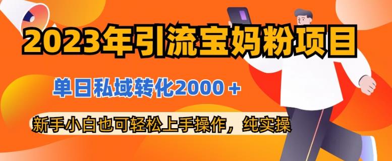 2023年引流宝妈粉项目，单日私域转化2000＋，新手小白也可轻松上手操作，纯实操KK创富圈-网创项目资源站-副业项目-创业项目-搞钱项目KK创富圈