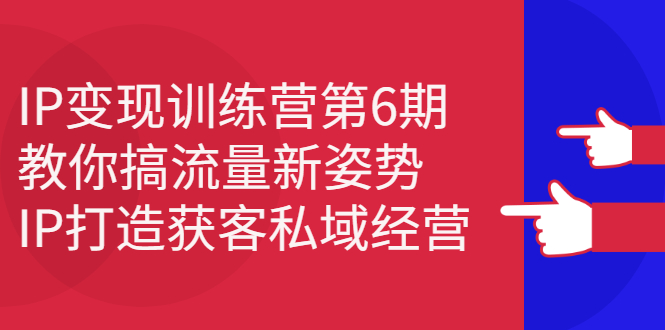 IP变现训练营第6期：教你搞流量新姿势，IP打造获客私域经营KK创富圈-网创项目资源站-副业项目-创业项目-搞钱项目KK创富圈