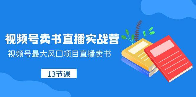 视频号-卖书直播实战营，视频号最大风囗项目直播卖书（13节课）KK创富圈-网创项目资源站-副业项目-创业项目-搞钱项目KK创富圈