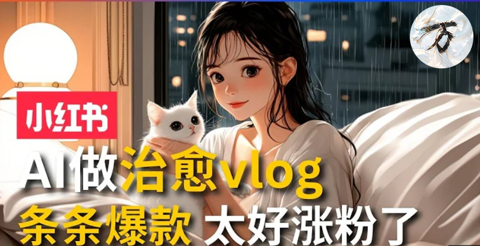 AI治愈系vlog动画视频，小红书7天 涨粉破千，商单报价1500+，0成本制作，日入2000+，有手就会 KK创富圈-网创项目资源站-副业项目-创业项目-搞钱项目KK创富圈