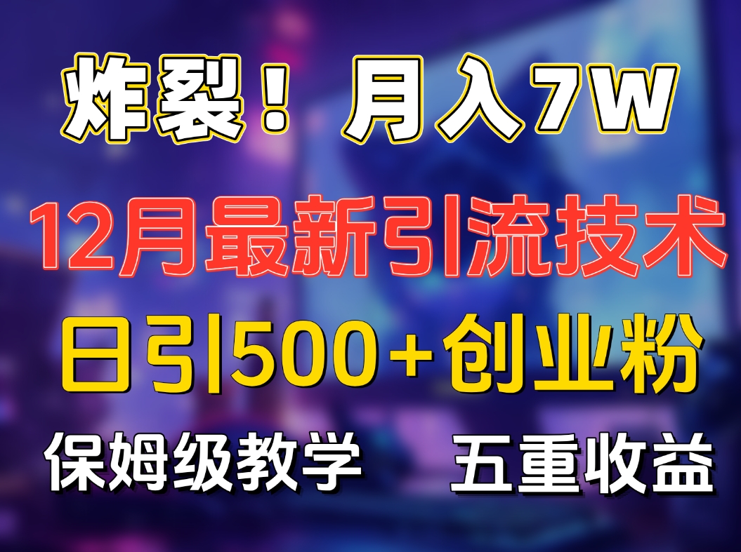 炸裂！月入7W+揭秘12月最新日引流500+精准创业粉，多重收益保姆级教学KK创富圈-网创项目资源站-副业项目-创业项目-搞钱项目KK创富圈