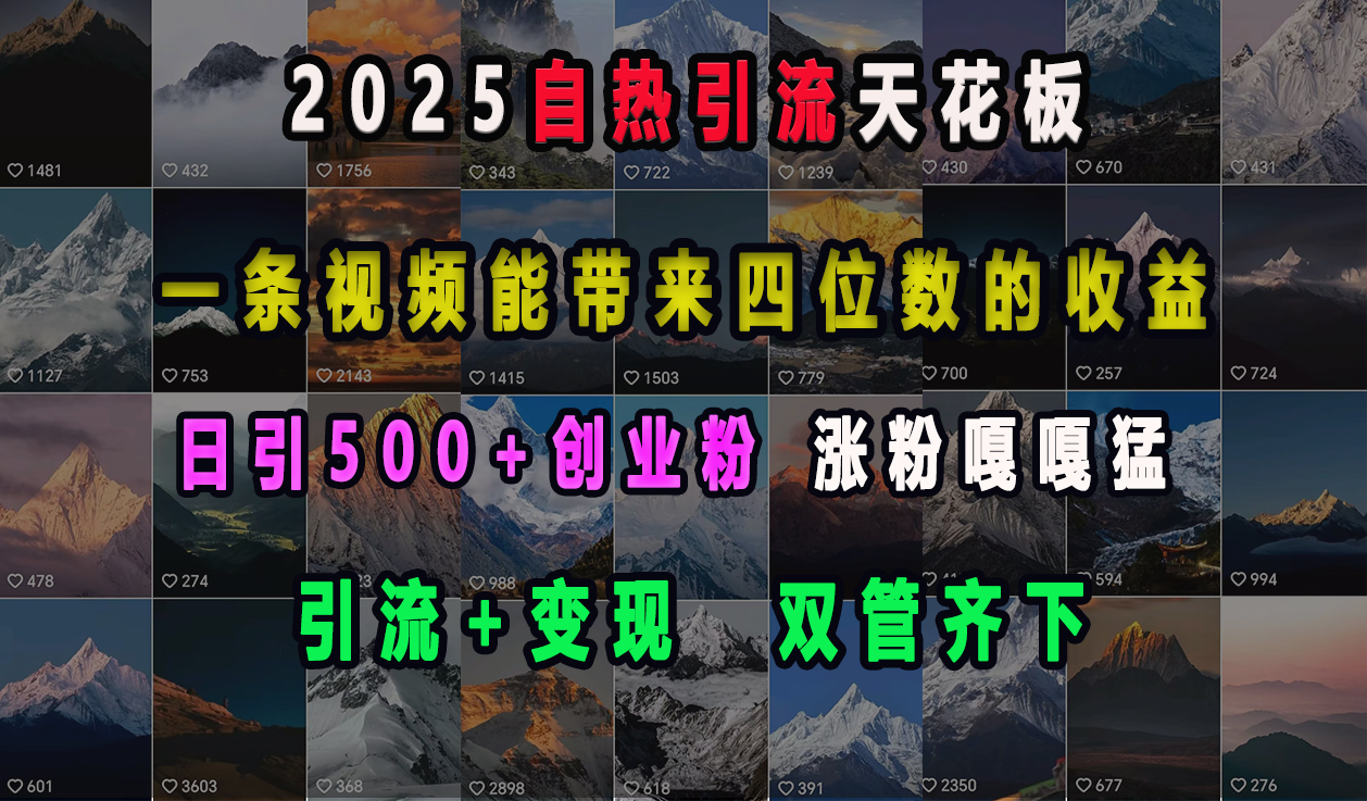 2025自热引流天花板，一条视频能带来四位数的收益，引流+变现双管齐下，日引500+创业粉，涨粉嘎嘎猛KK创富圈-网创项目资源站-副业项目-创业项目-搞钱项目KK创富圈