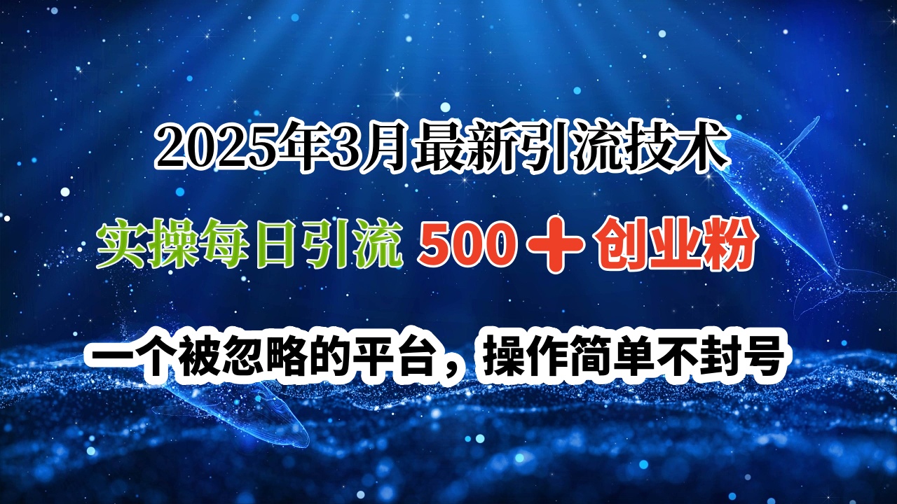 2025年3月最新引流技术，实操每日引流500➕创业粉，一个被忽略的平台，操作简单不封号KK创富圈-网创项目资源站-副业项目-创业项目-搞钱项目KK创富圈